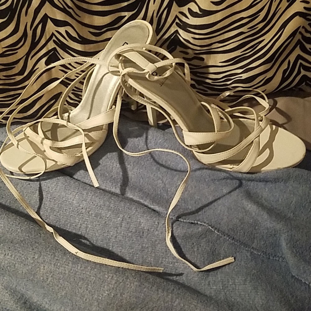 White strappy heels